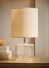 ValueLights Betty Clear Natural Table Lamp with Natural Drum Shade (26cm x 14cm x 14cm) - One Size Image 1