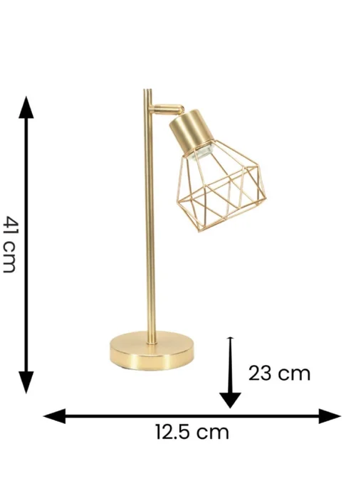 ValueLights Angus Brushed Gold Adjustable Table Lamp with Gold Shade (41cm x 12.5cm x 23cm) - One Size Image 3