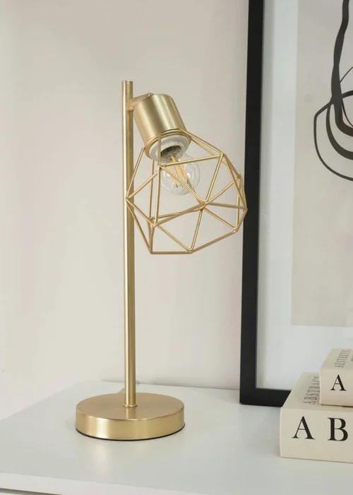 ValueLights Angus Brushed Gold Adjustable Table Lamp with Gold Shade (41cm x 12.5cm x 23cm) - One Size Image 1