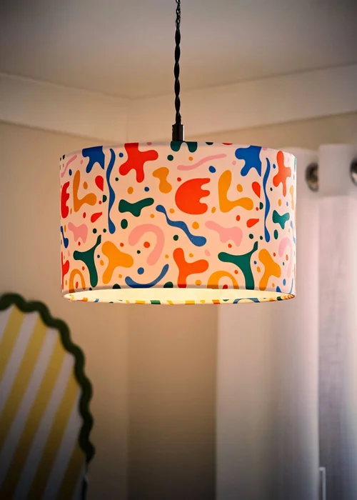 ValueLights Abbie Multicolour Drum Ceiling Pendant Lampshade (15cm x 25cm x 25cm) - One Size Image 3