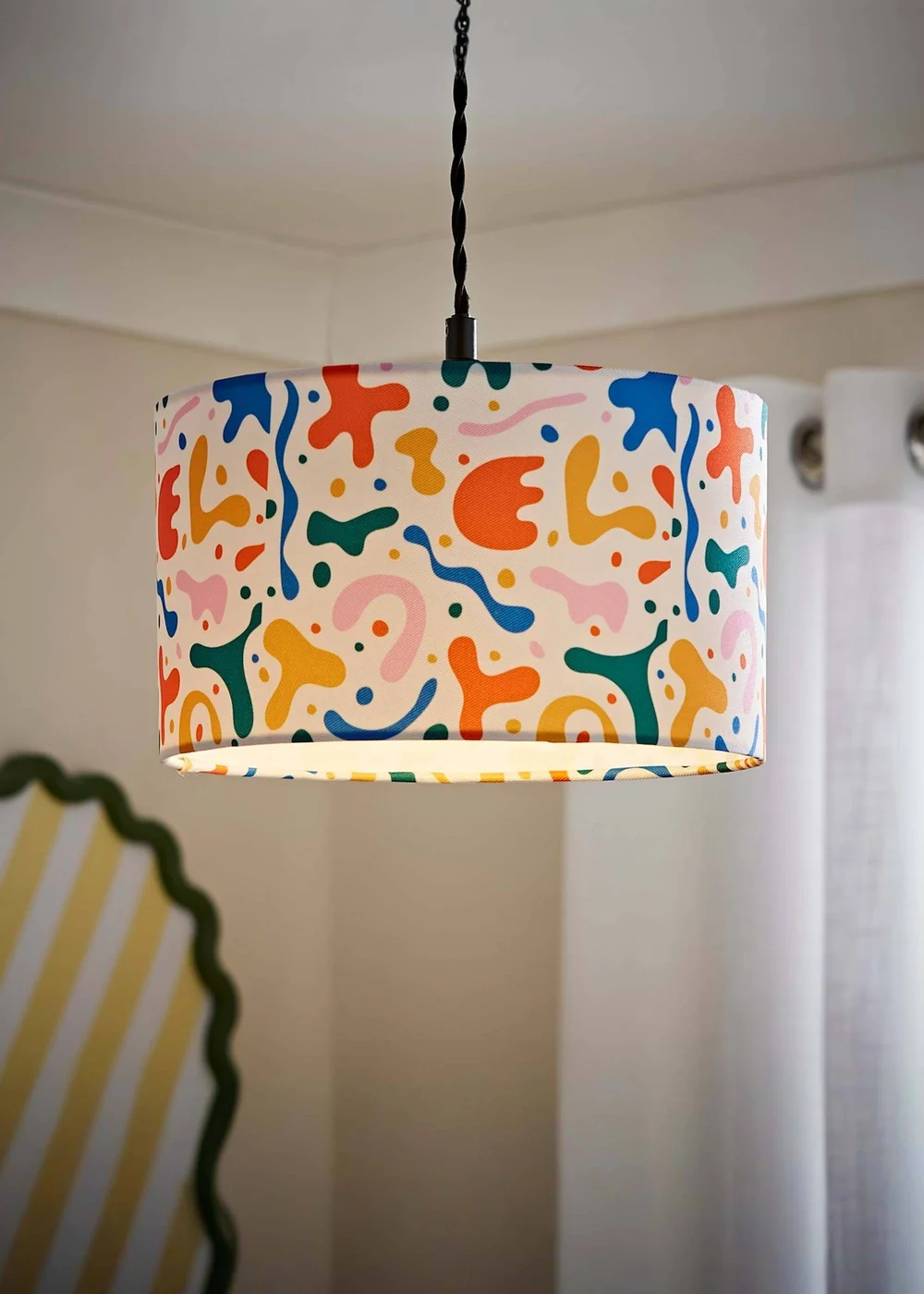 ValueLights Abbie Multicolour Drum Ceiling Pendant Lampshade (15cm x 25cm x 25cm) - One Size Image 1