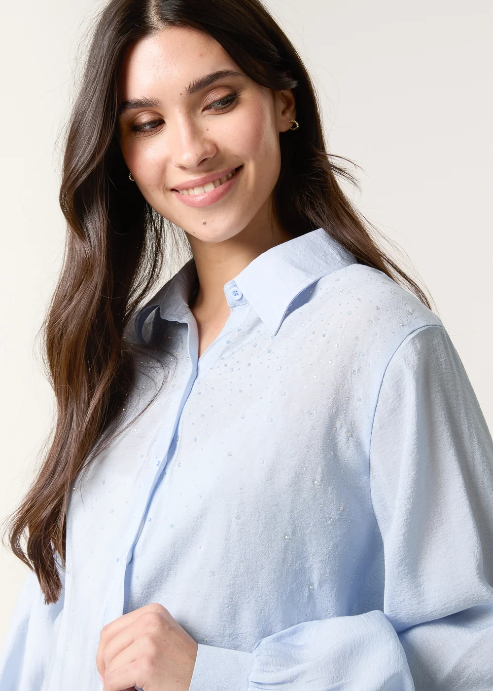 Blue Vanilla Blue Diamante Detailed Classic Shirt - Small/Medium Image 2