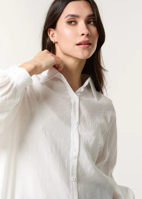 Blue Vanilla White Diamante Detailed Classic Shirt - Small/Medium Image 2