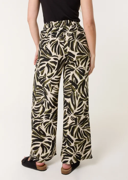 Blue Vanilla Khaki Palm Print Elastic Trousers - L/XL Image 3
