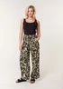 Blue Vanilla Khaki Palm Print Elastic Trousers - L/XL Image 1