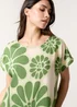 Blue Vanilla Khaki Round Neck Floral Top - Small Image 4