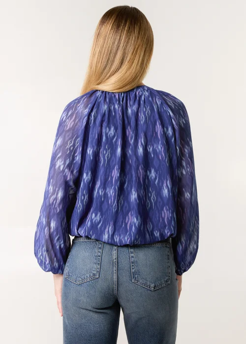 Blue Vanilla Navy Half Zip Puffball Blouse - Large Image 2