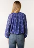 Blue Vanilla Navy Half Zip Puffball Blouse - Large Image 2
