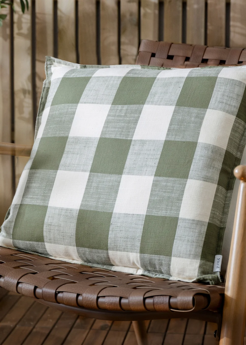 Yard Dark Green Chesil Check 100% Cotton Outdoor Outdoor Cushion - One Size Image 1