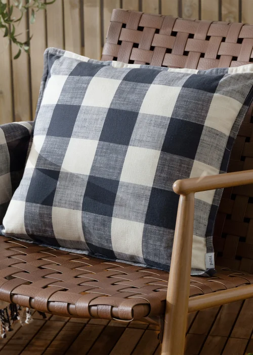 Yard Navy Chesil Check 100% Cotton Outdoor Outdoor Cushion - One Size Image 1