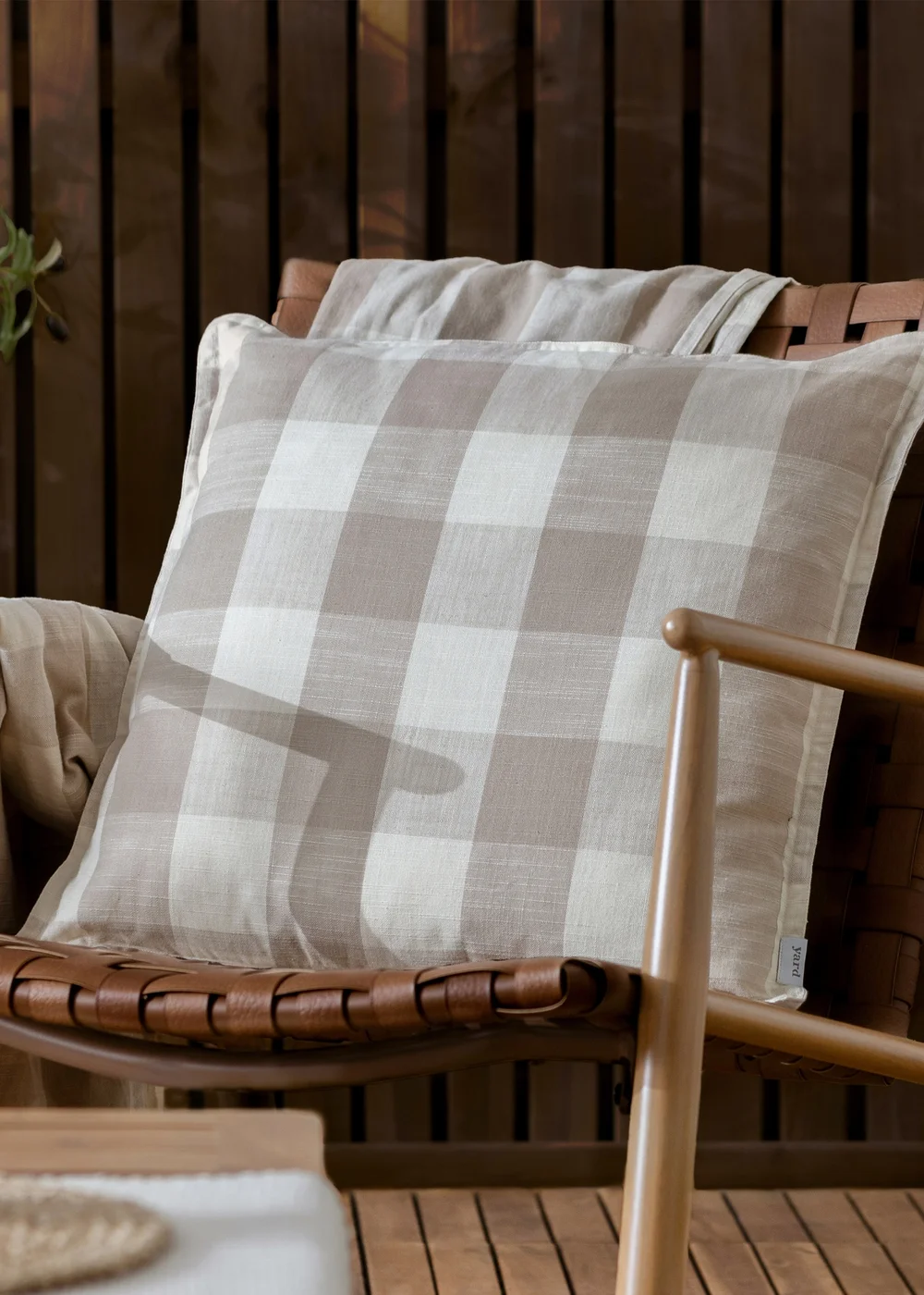 Yard Natural Chesil Check 100% Cotton Outdoor Outdoor Cushion - One Size Image 1