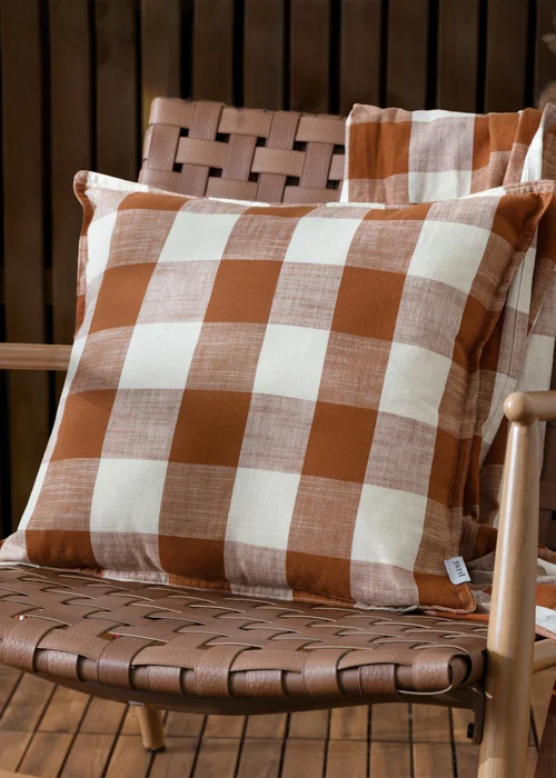 Yard Rust Chesil Check 100% Cotton Outdoor Outdoor Cushion - One Size Image 1