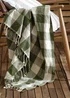 Yard Dark Green Chesil Check Tasselled 100% Cotton Throw - One Size Image 1