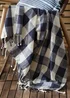 Yard Navy Chesil Check Tasselled 100% Cotton Throw - One Size Image 1