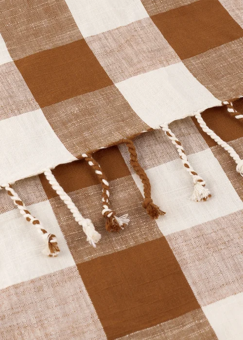 Yard Rust Chesil Check Tasselled 100% Cotton Throw - One Size Image 3