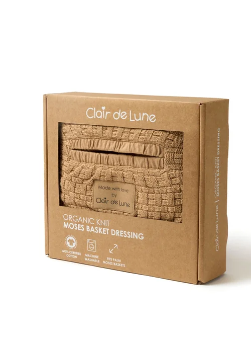 Clair de Lune Organic Biscuit Knitted Moses Basket With Natural Rocking Stand - 0-6 Months Image 4