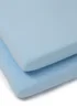 Clair de Lune 2 Pack Blue Cot Bed Sheets - 70 X 140 Image 2