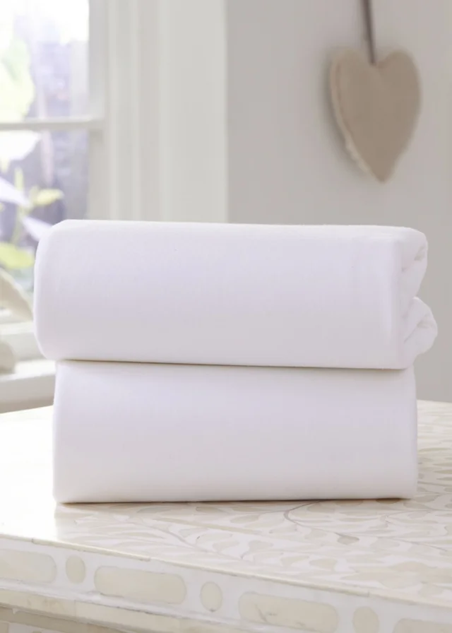 Clair de Lune 2 Pack White Pram/Crib Sheets