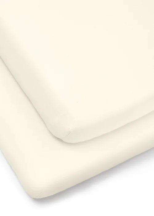 Clair de Lune 2 Pack Organic Cream Cot Bed Sheets - 70 X 140 Image 2