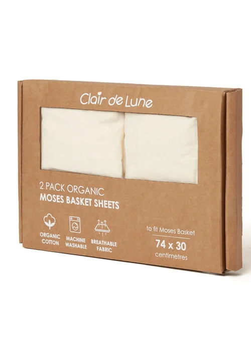 Clair de Lune 2 Pack Organic Moses Sheets Cream - One Size Image 3