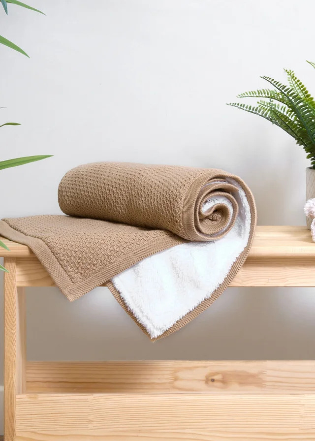 Clair de Lune Organic Biscuit Knit Sherpa Blanket
