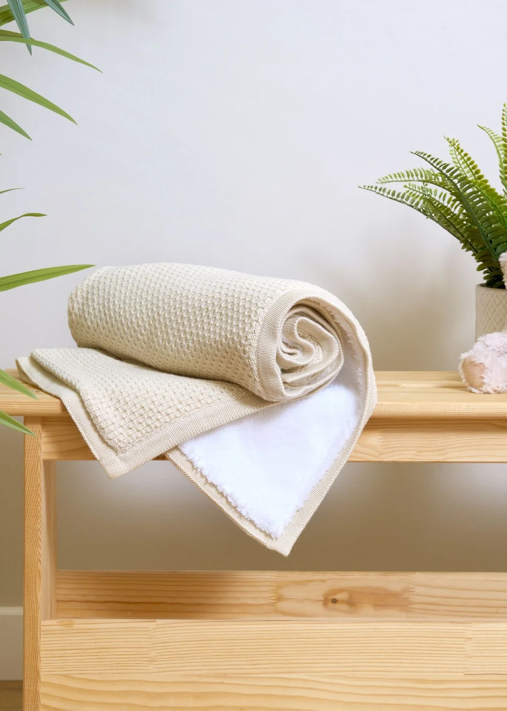 Clair de Lune Organic Cream Knit Sherpa Blanket - 70 X 90 Image 1