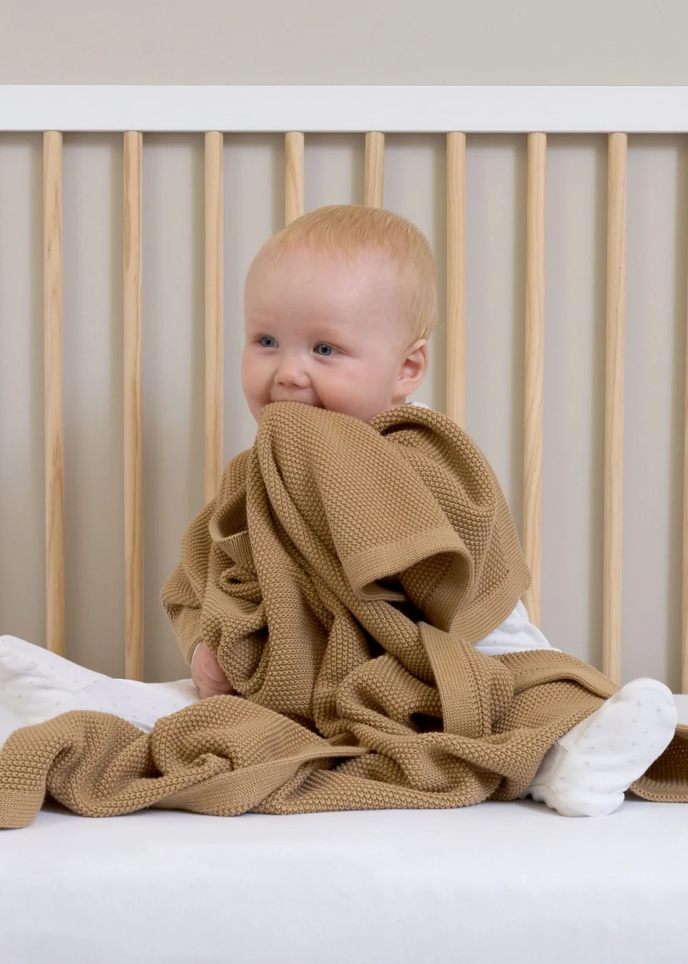 Clair de Lune Organic Biscuit Knitted Blanket - 70 X 90 Image 1
