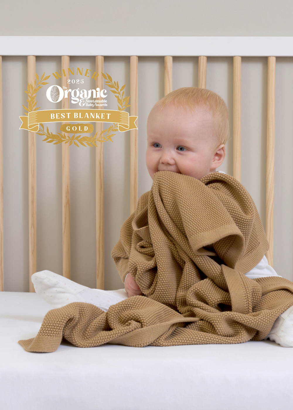 Clair de Lune Organic Biscuit Knitted Blanket - 70 X 90 Image 5