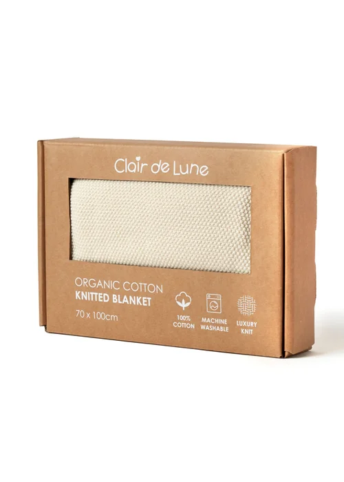Clair de Lune Organic Cream Knitted Blanket - 70 X 90 Image 4