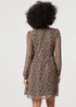 Izabel London Beige Animal Print Long Sleeve Midi Dress - 10 Image 3