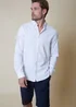 Threadbare White Slim Fit Linen Blend Long Sleeve Shirt - L Image 1