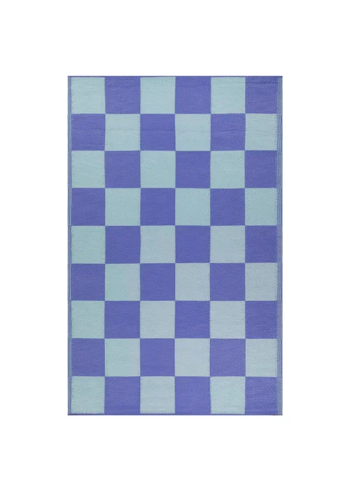furn. Blue Checkerboard Outdoor Rug - 120 x 180cm Image 3