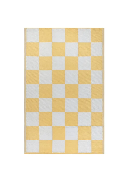 furn. Yellow Checkerboard Outdoor Rug - 120 x 180cm Image 4