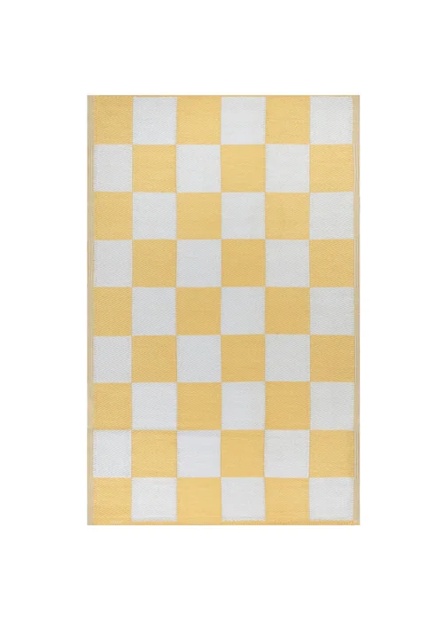 furn. Yellow Checkerboard Outdoor Rug - 120 x 180cm Image 3