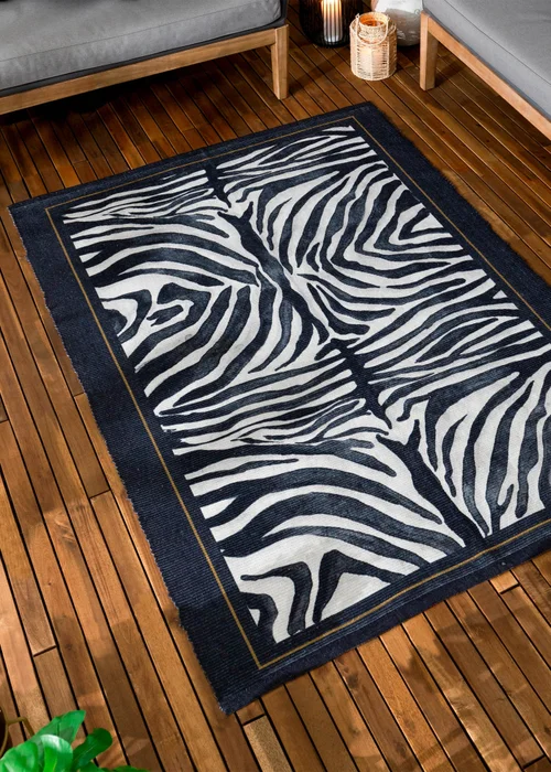 Paoletti Leopardis Zebra Printed Indoor/Outdoor Rug - 120 x 170 Image 1