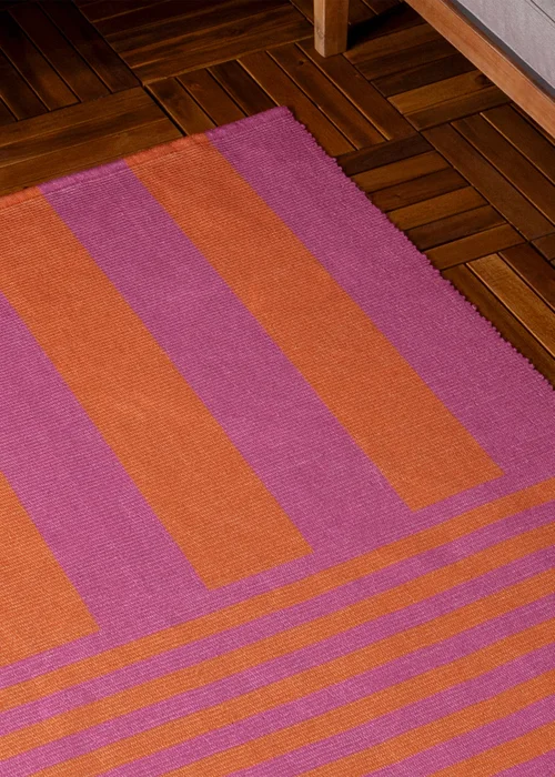 furn. Pink Deck Stripe Printed Indoor/Outdoor Rug - 120 x 170 Image 3
