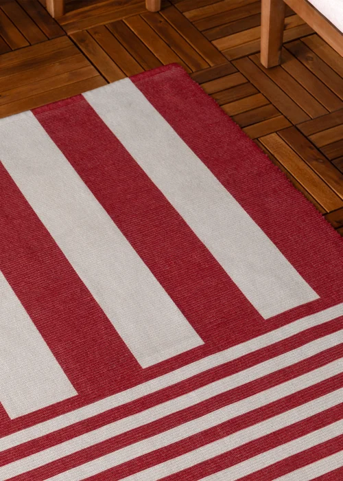 furn. Red Deck Stripe Printed Indoor/Outdoor Rug - 120 x 170 Image 3