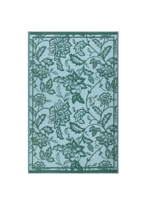 furn. Teal Anemone Woven Jacquard Outdoor Rug - 120 x 180cm Image 3