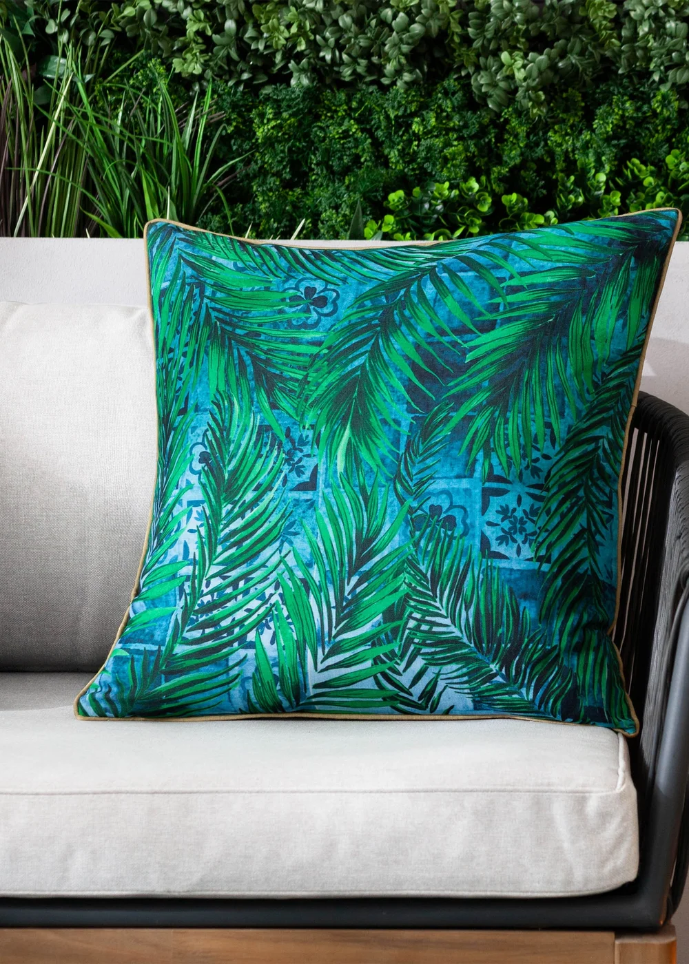 Paoletti Dark Blue Majorelle Palm Outdoor Outdoor Cushion - One Size Image 1