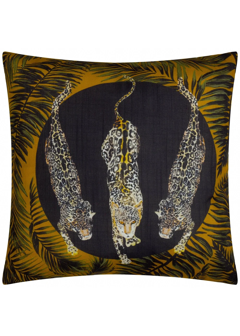 Paoletti Black/Gold Leopardis Trio Printed Outdoor Outdoor Cushion - One Size Image 2