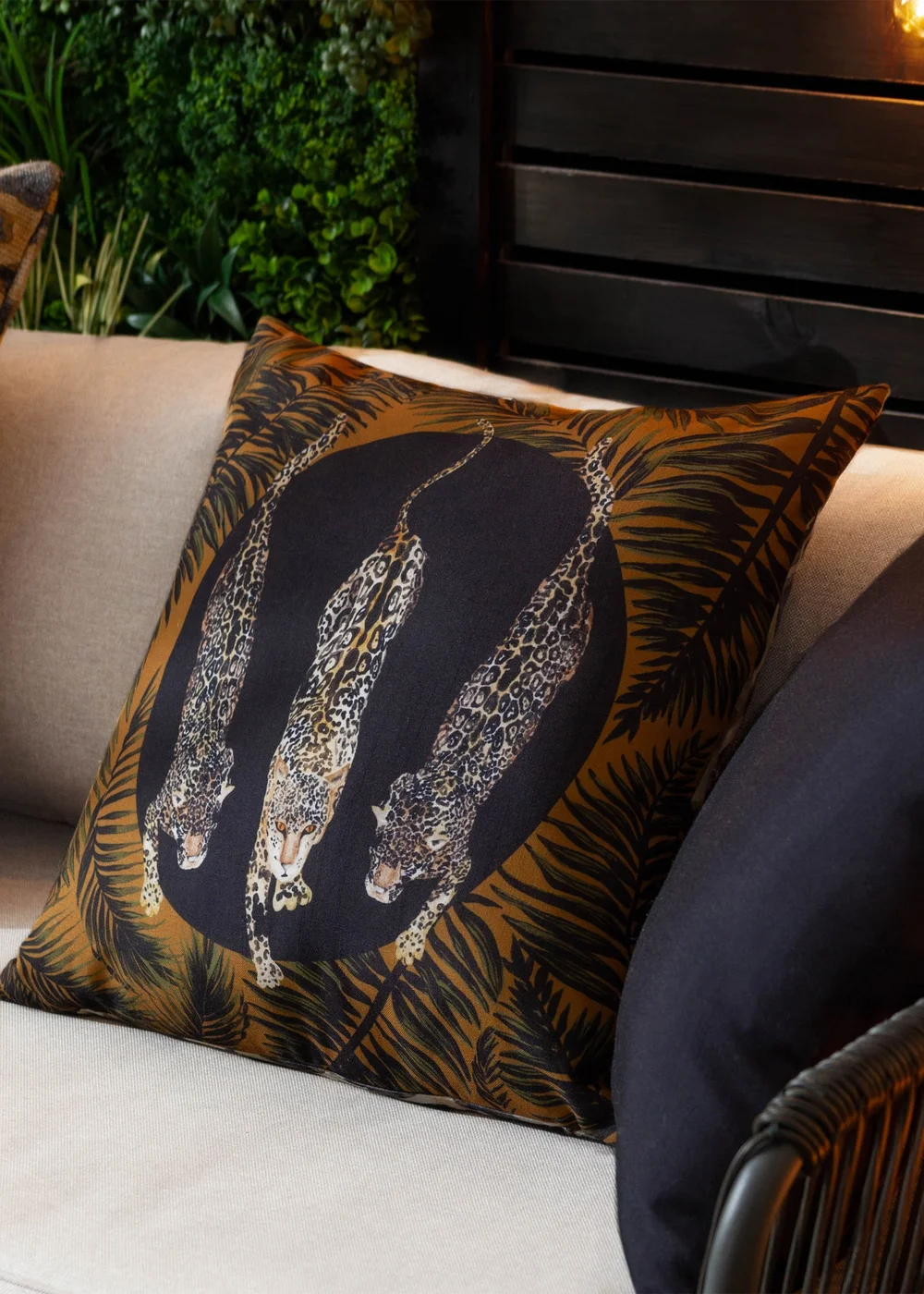 Paoletti Black/Gold Leopardis Trio Printed Outdoor Outdoor Cushion - One Size Image 1