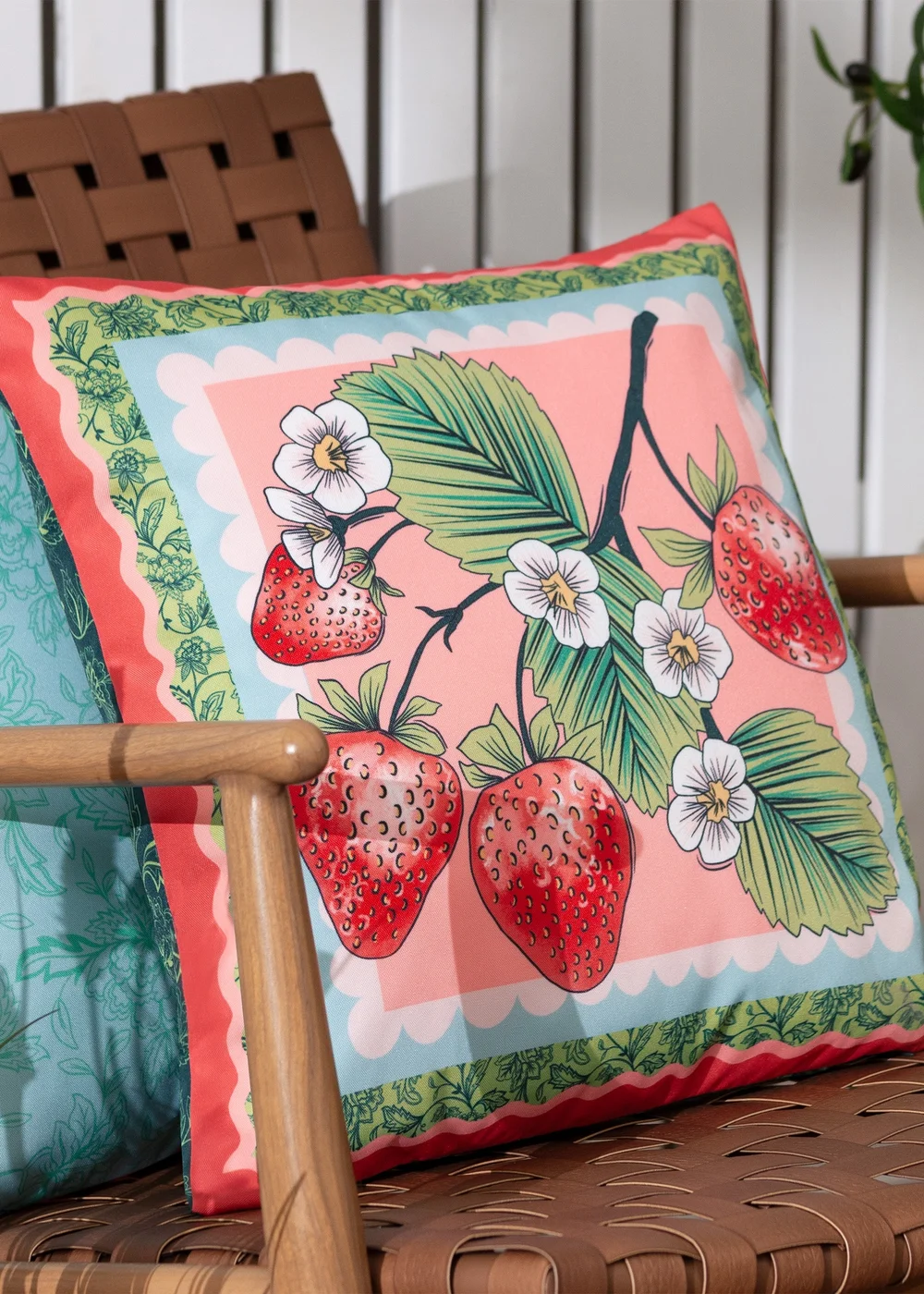 furn. Anemone Strawberries Printed Outdoor Outdoor Cushion - One Size Image 1