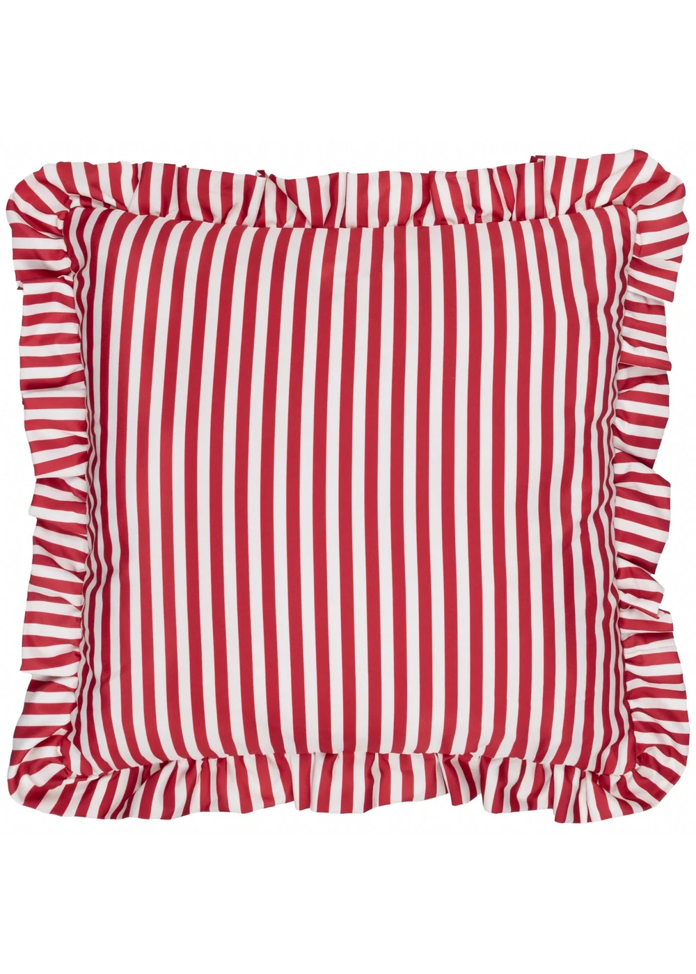 Wylder Nature Red Millie Ruffle Striped Outdoor Cushion - One Size Image 2