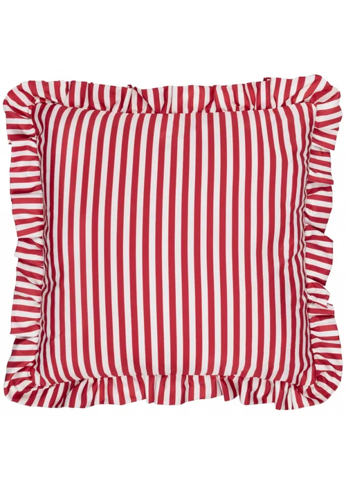 Wylder Nature Red Millie Ruffle Striped Outdoor Cushion - One Size Image 2