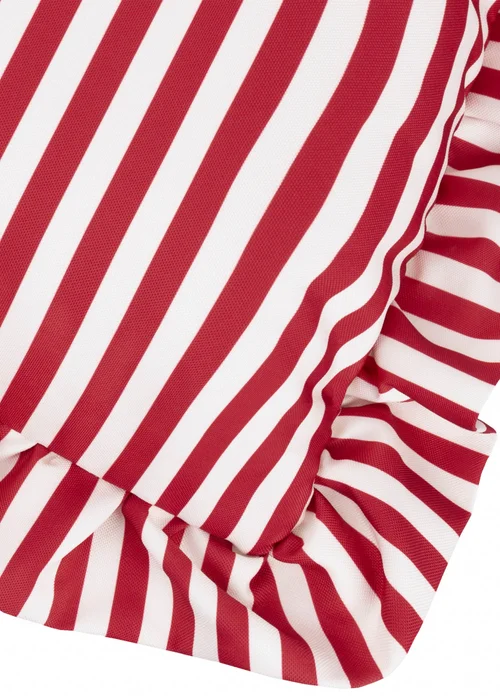 Wylder Nature Red Millie Ruffle Striped Outdoor Cushion - One Size Image 4