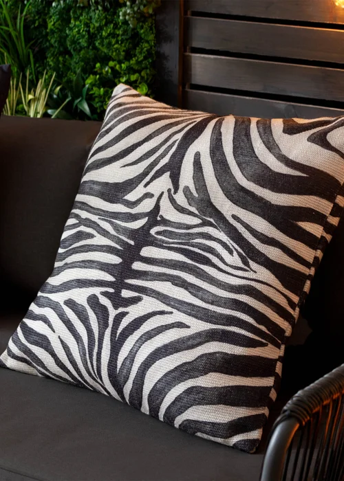 Paoletti Leopardis Zebra Woven Outdoor Cushion - One Size Image 1