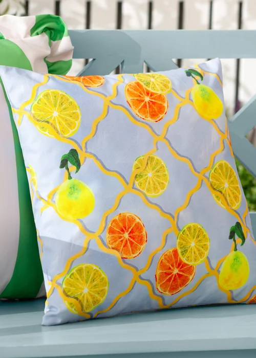 Wylder Citrus Blue Trellis Printed Outdoor Outdoor Cushion - One Size Image 1