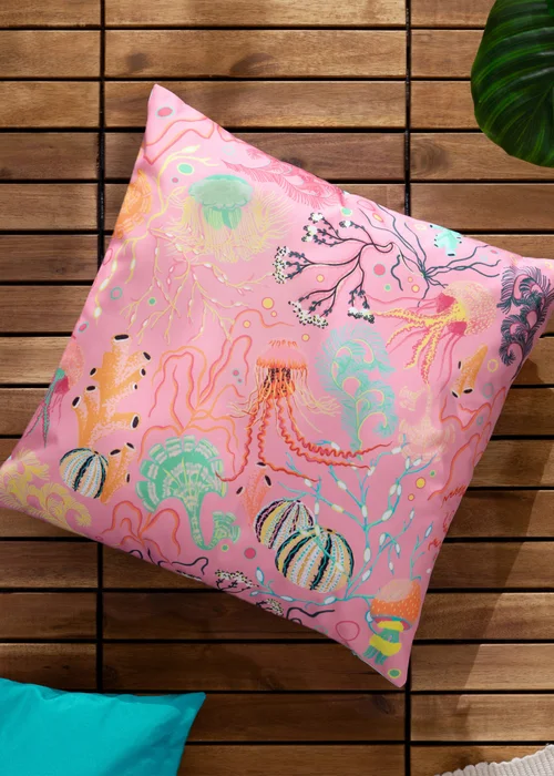 furn. Pink Reef Printed Outdoor Outdoor Cushion - One Size Image 1