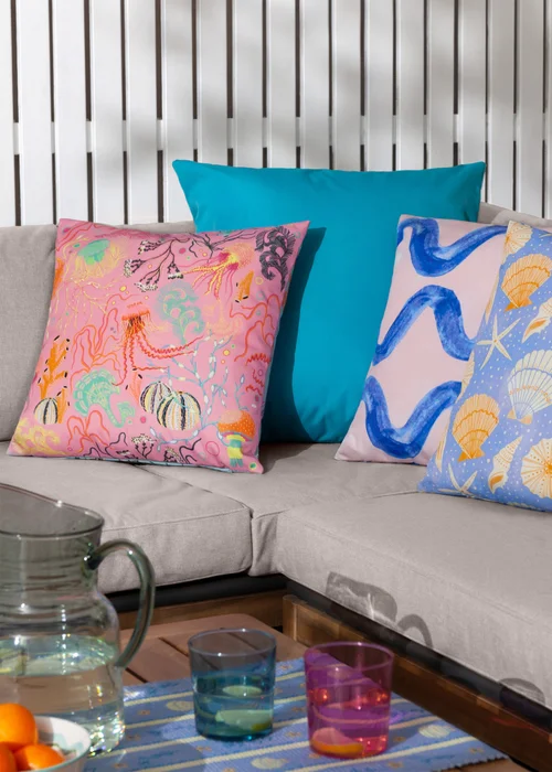 furn. Pink Reef Printed Outdoor Outdoor Cushion - One Size Image 6