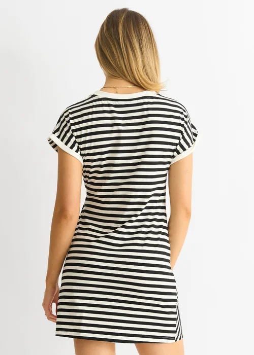 Gini London Black Stretch Stripe Mini Dress - 10 Image 2